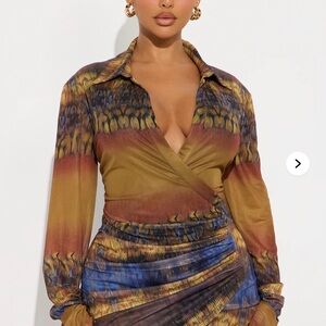Rowan Collar Print Mesh Mini Dress - Multi Color